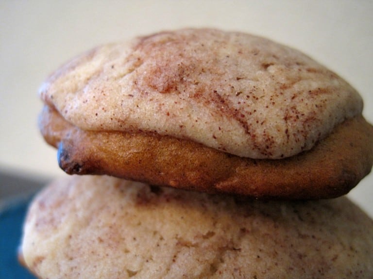 pumpkin chocolate chip cookies with snickerdoodle cookie “frosting”