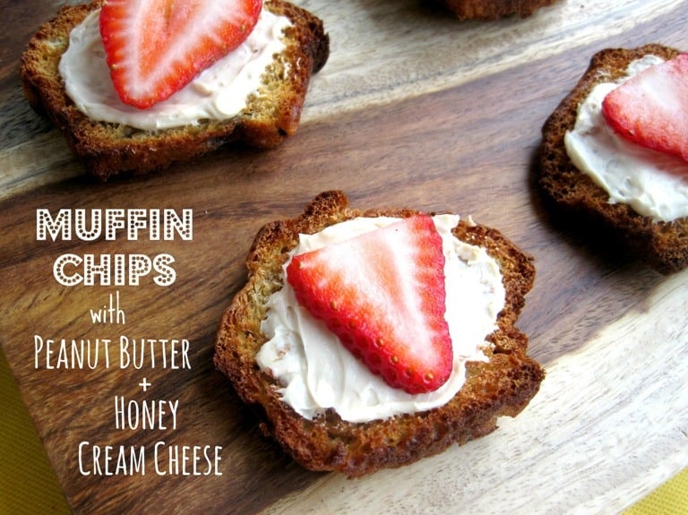 muffin chips with peanut butter & honey cream cheese