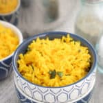 This turmeric coconut basmati rice is a flavorful, creamy rice side dish recipe that's easy to make!