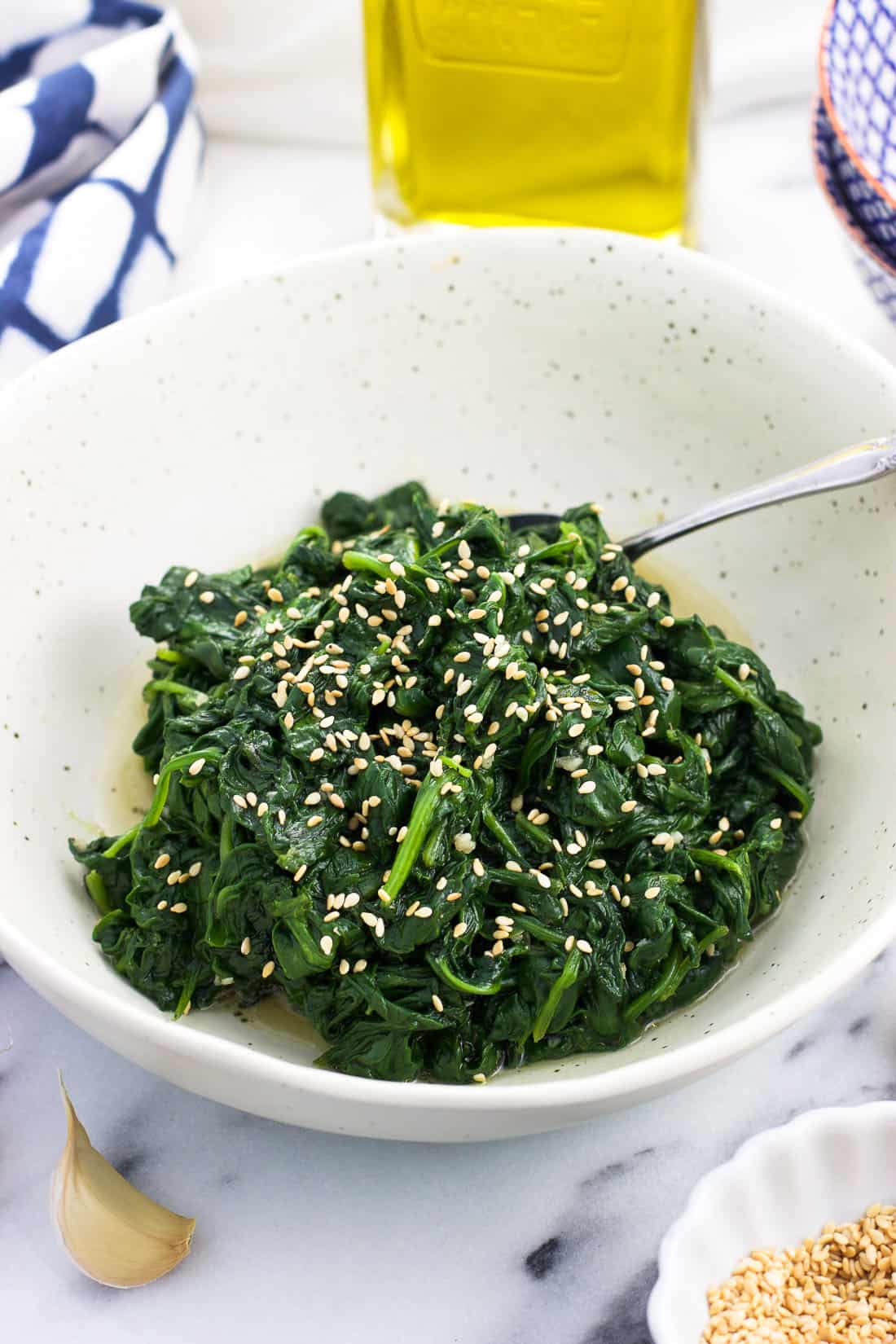 Sauteed Garlic Sesame Spinach