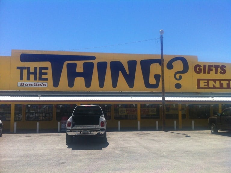 Roadside attraction sign for "The THING?".