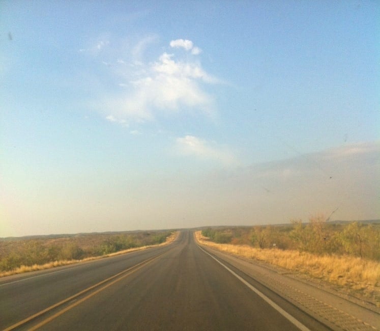 A long empty highway in New Mexico.