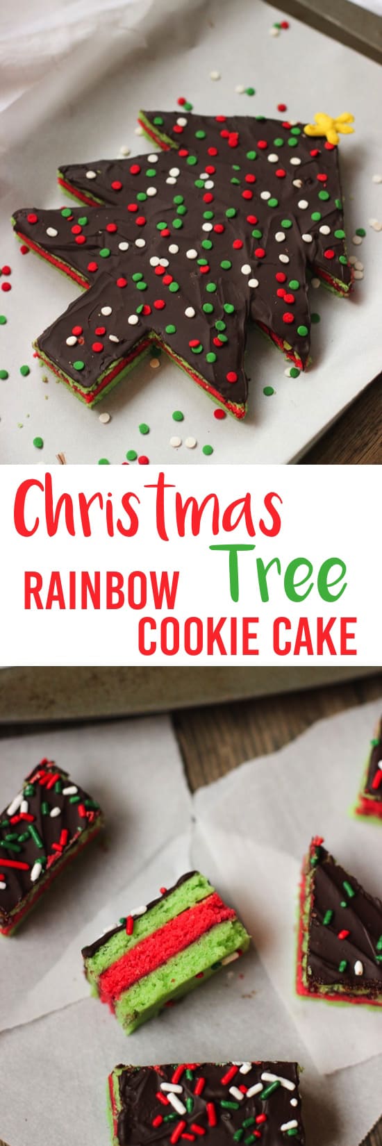 Christmas Tree Rainbow Cookie Cake | mysequinedlife.com