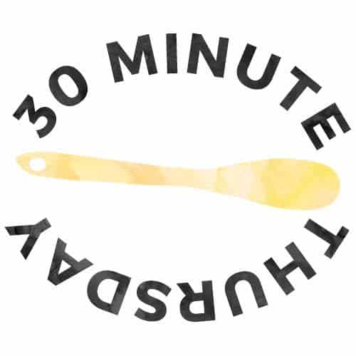 \"30 Minute Thursday\" graphic with a wooden spoon icon.