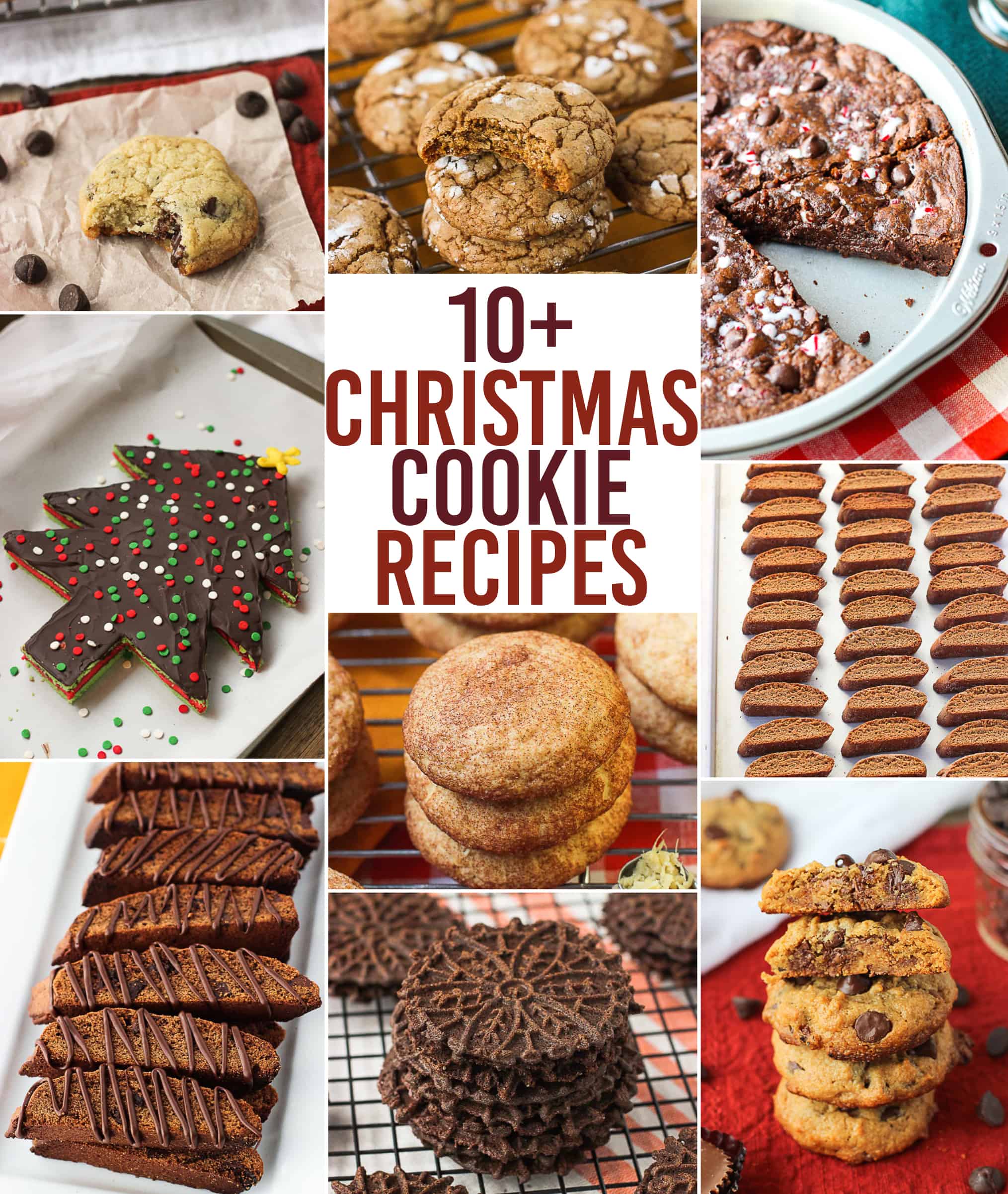 A collage of various Christmas cookies.