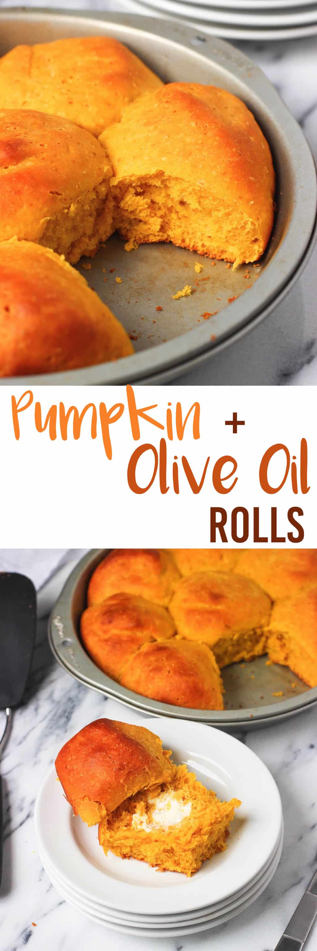 Pumpkin Olive Oil Rolls - tender and fluffy dinner rolls featuring pumpkin puree and olive oil! mysequinedlife.com