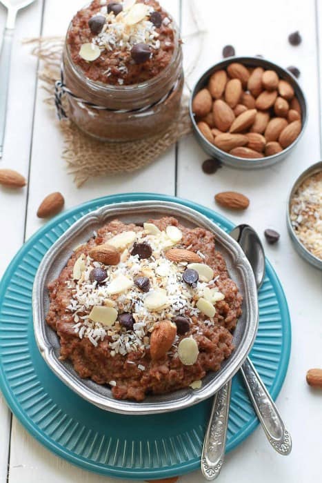 Chocolate Coconut Almond Overnight Oats from Life Made Sweeter