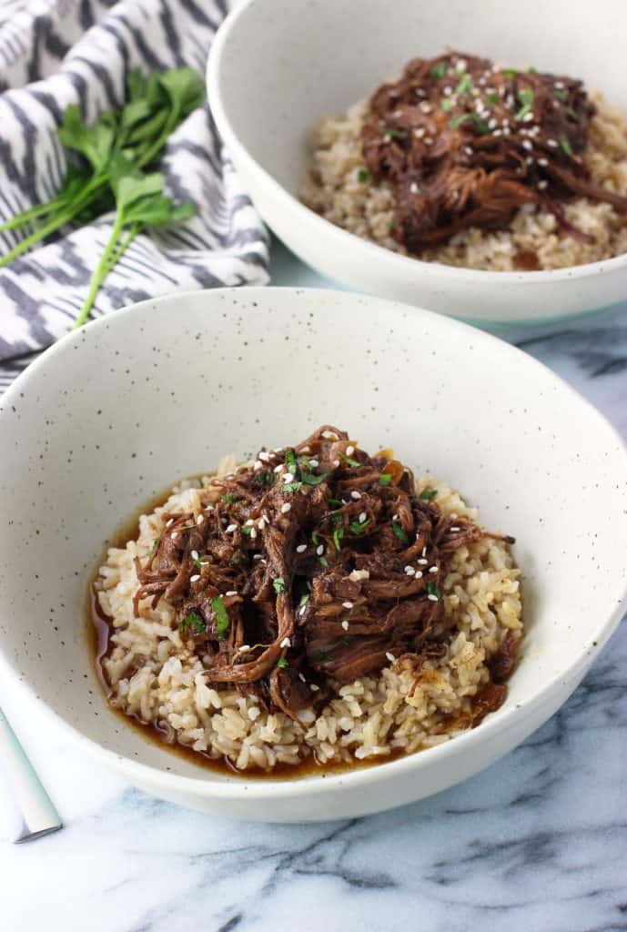 Slow Cooker Shredded Beef with Balsamic Peanut Sauce My Sequined Life