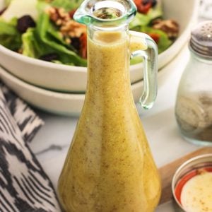 A pourer bottle of vinaigrette