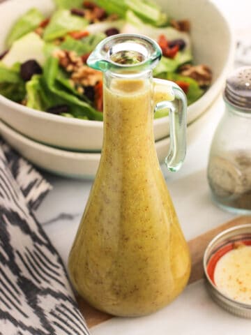 A pourer bottle of vinaigrette