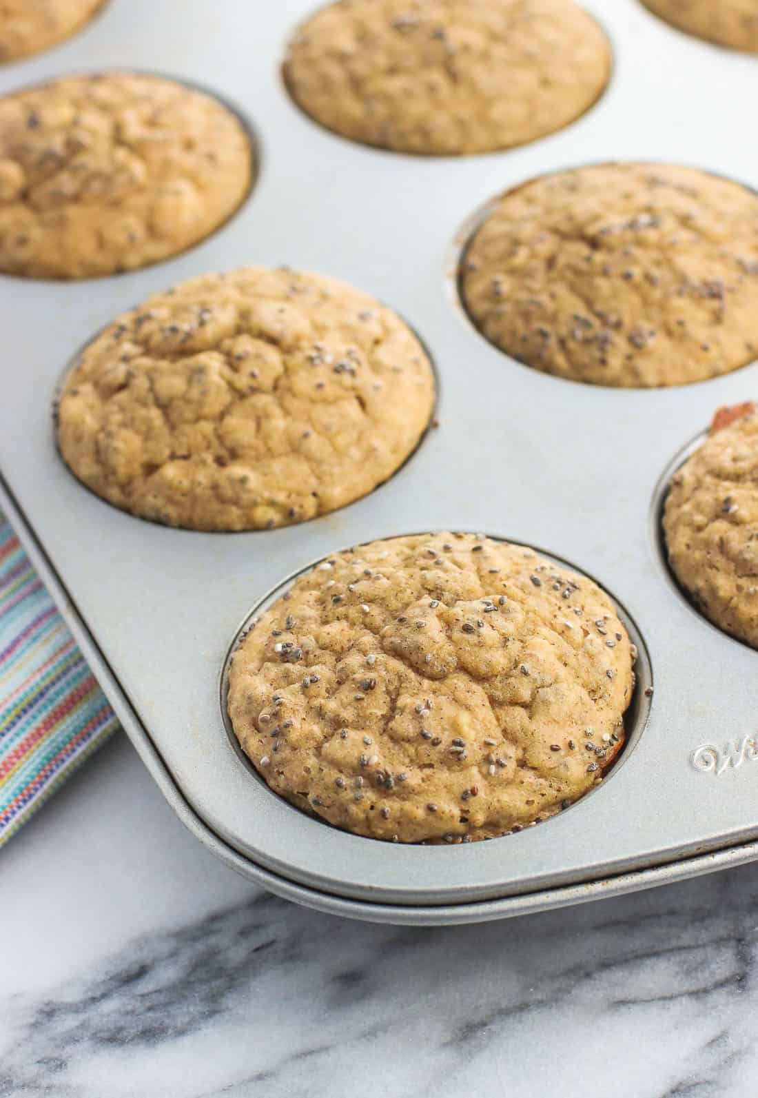 Muffins baked in a metal muffin tin