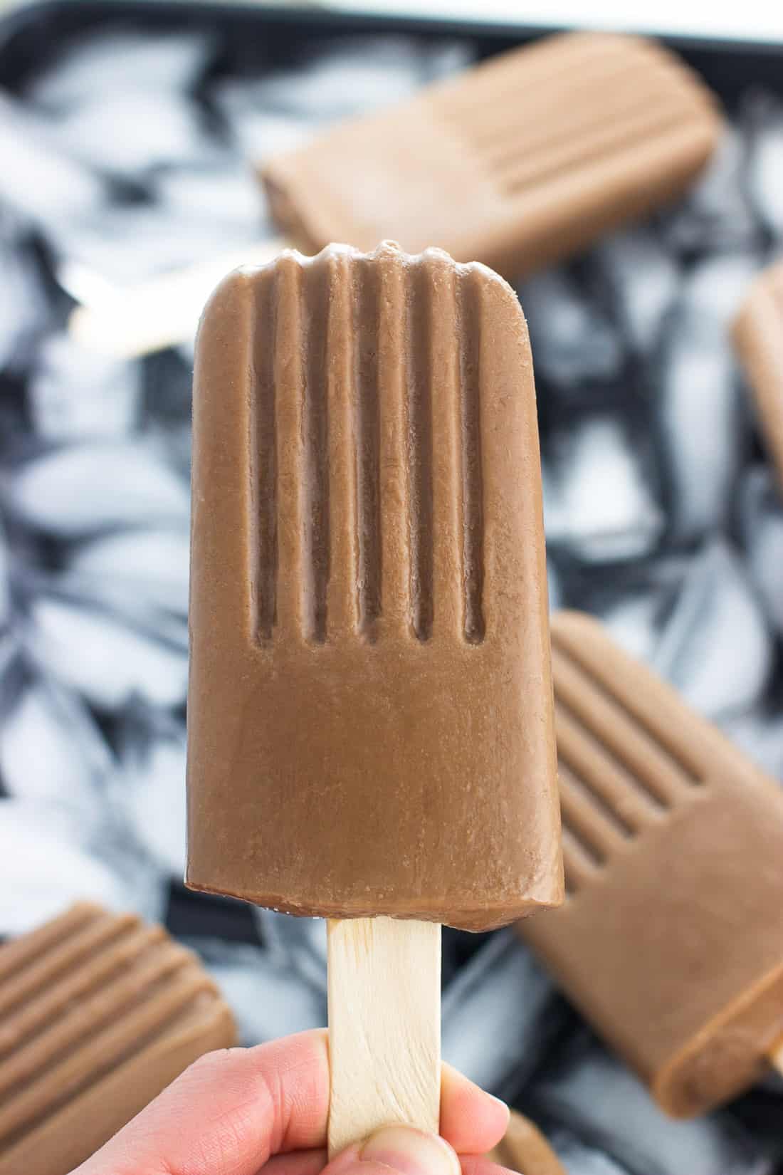 A hand holding up a fudge pop