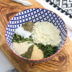 Ranch seasoning ingredients in a small bowl before being mixed up.