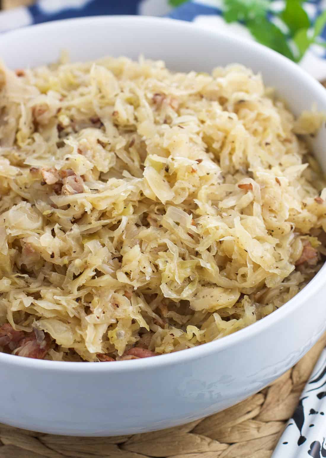 Sauerkraut in a serving bowl.