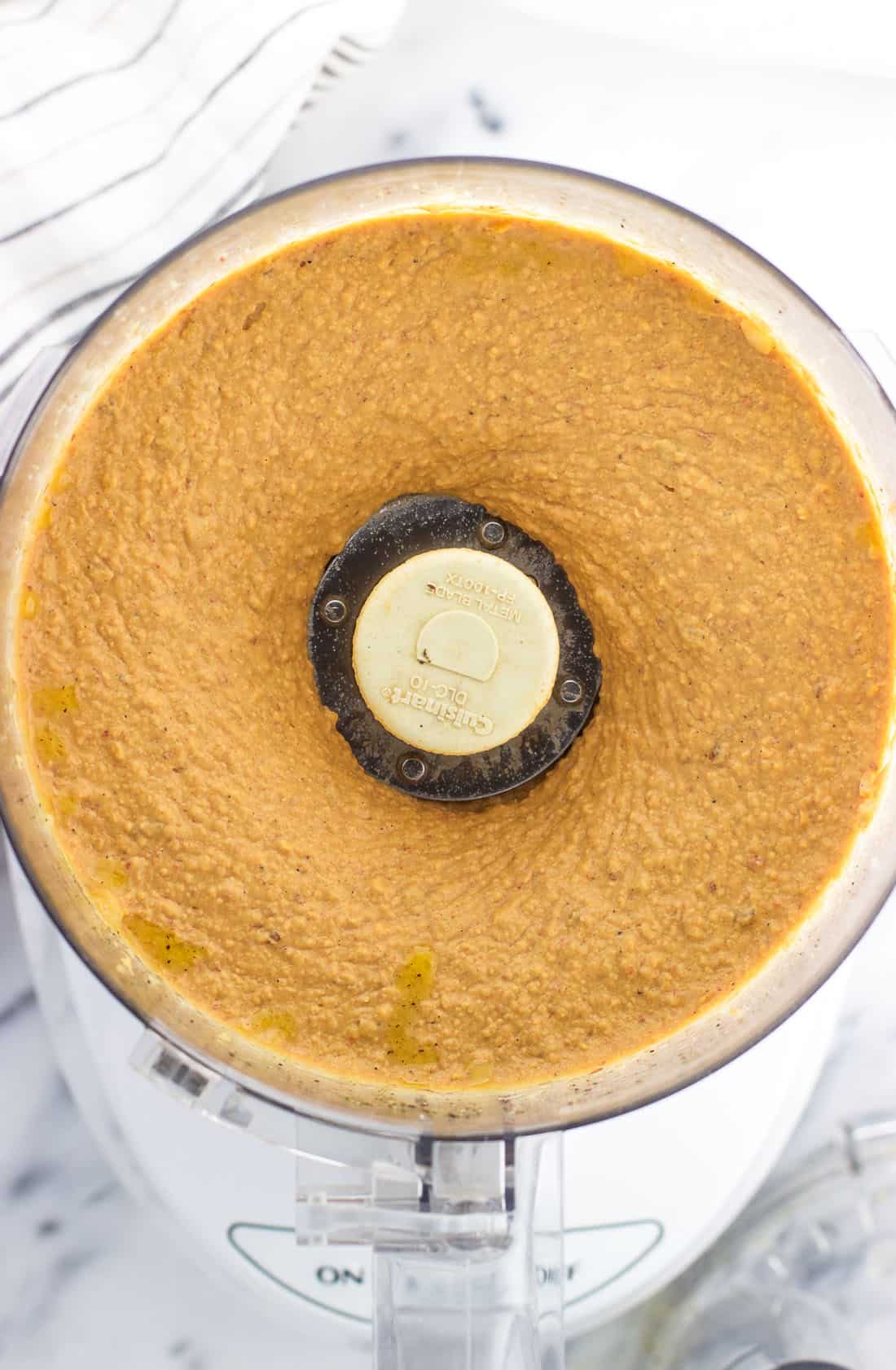 The hummus blended up in the food processor