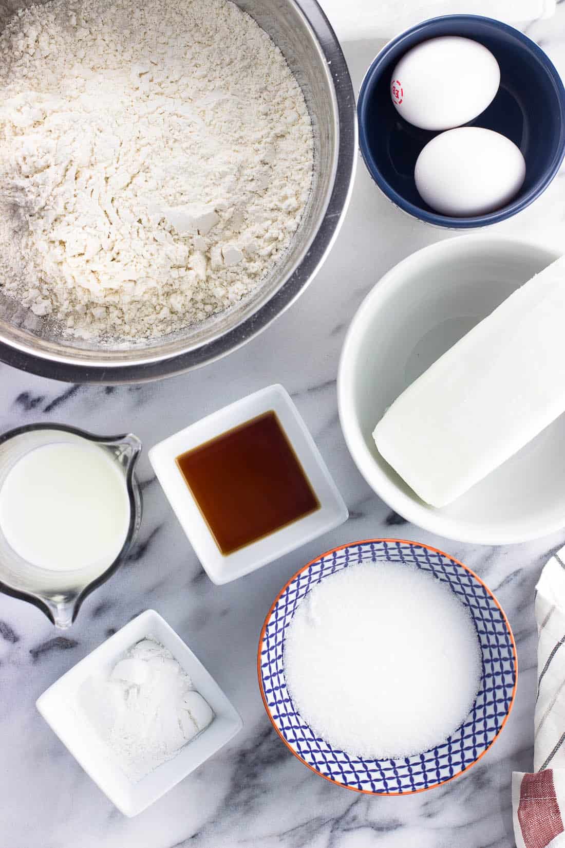 Italian fig cookie dough ingredients in separate bowls