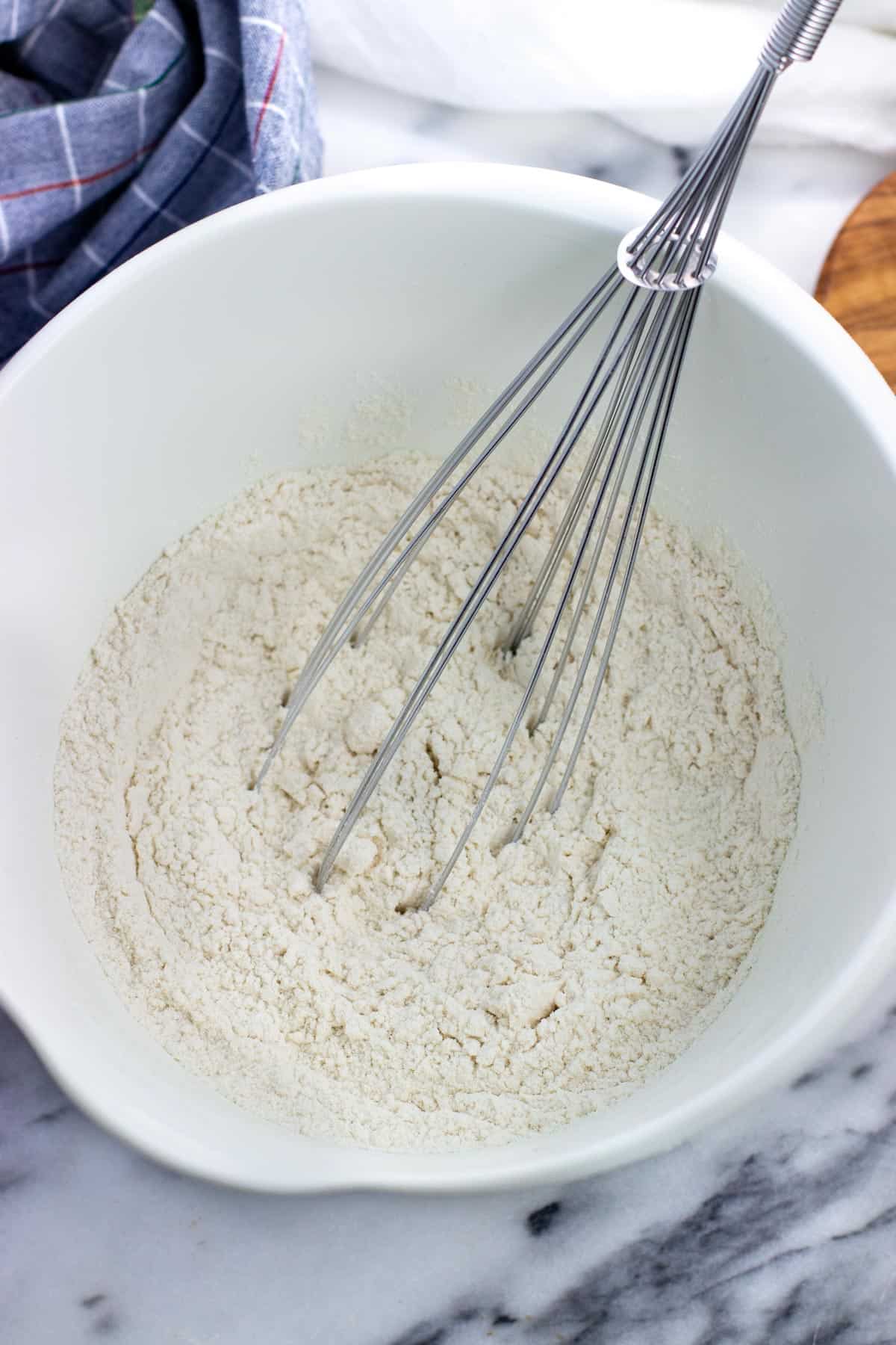 Dry ingredients whisked together in a separate bowl.