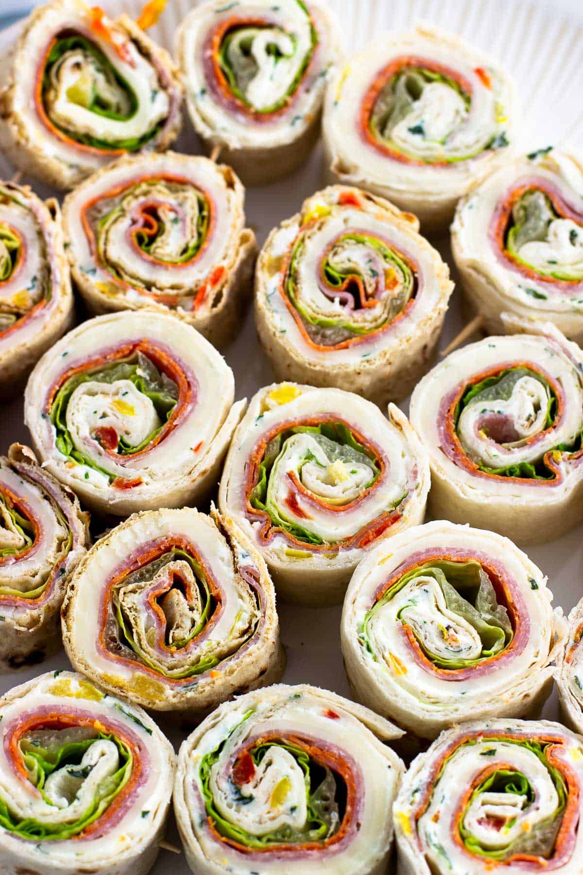 Italian-style pinwheel rounds on a plate.