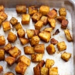 Taco roasted potatoes on a sheet pan.