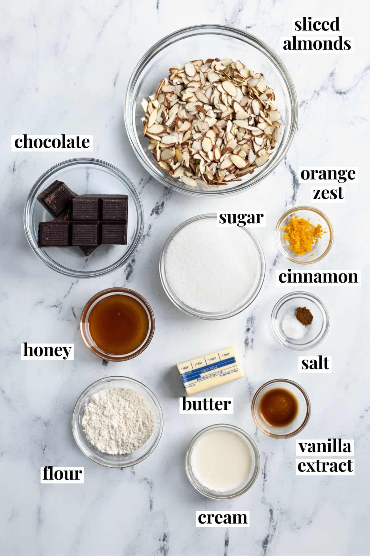 Text-labeled florentines ingredients in separate containers.