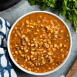 Instant Pot black eyed peas in a large bowl.