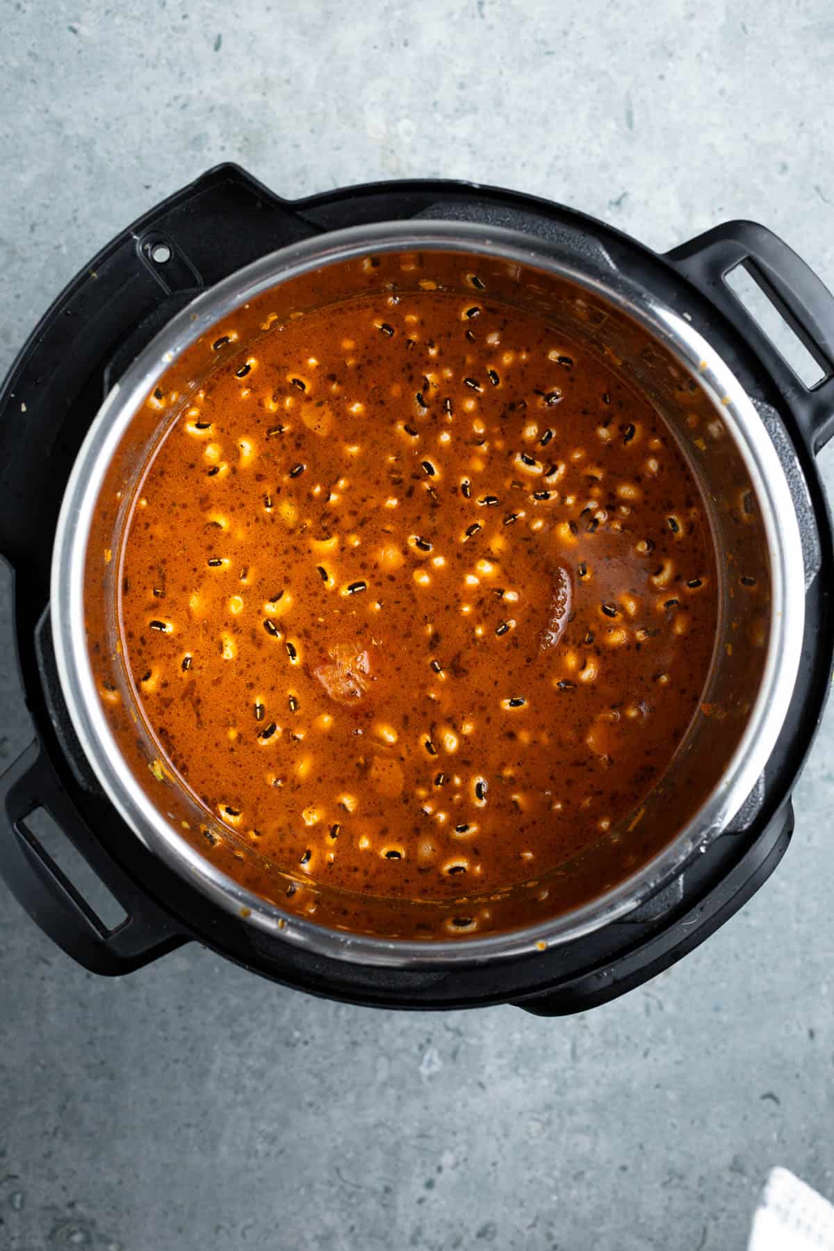 All ingredients in the Instant Pot before cooking.