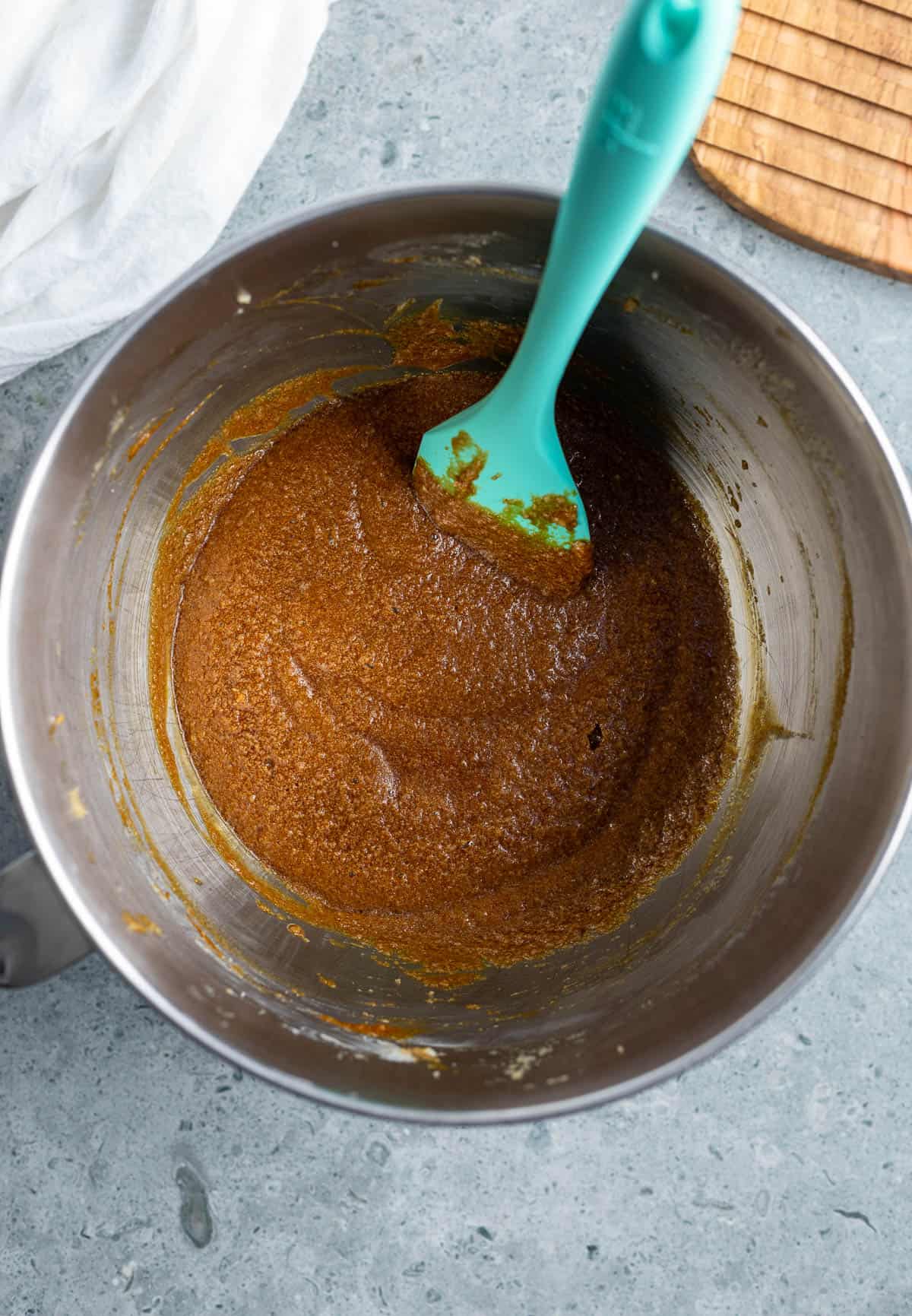 All wet ingredients (but the coffee) added to the bowl.