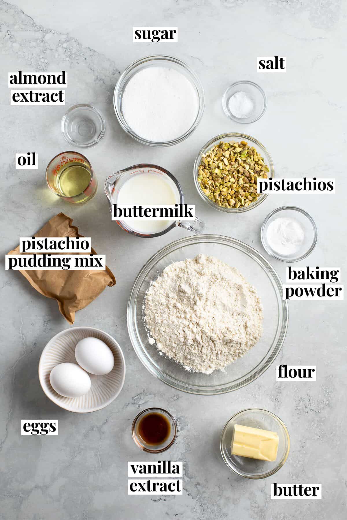 The text-labeled recipe ingredients in separate containers.