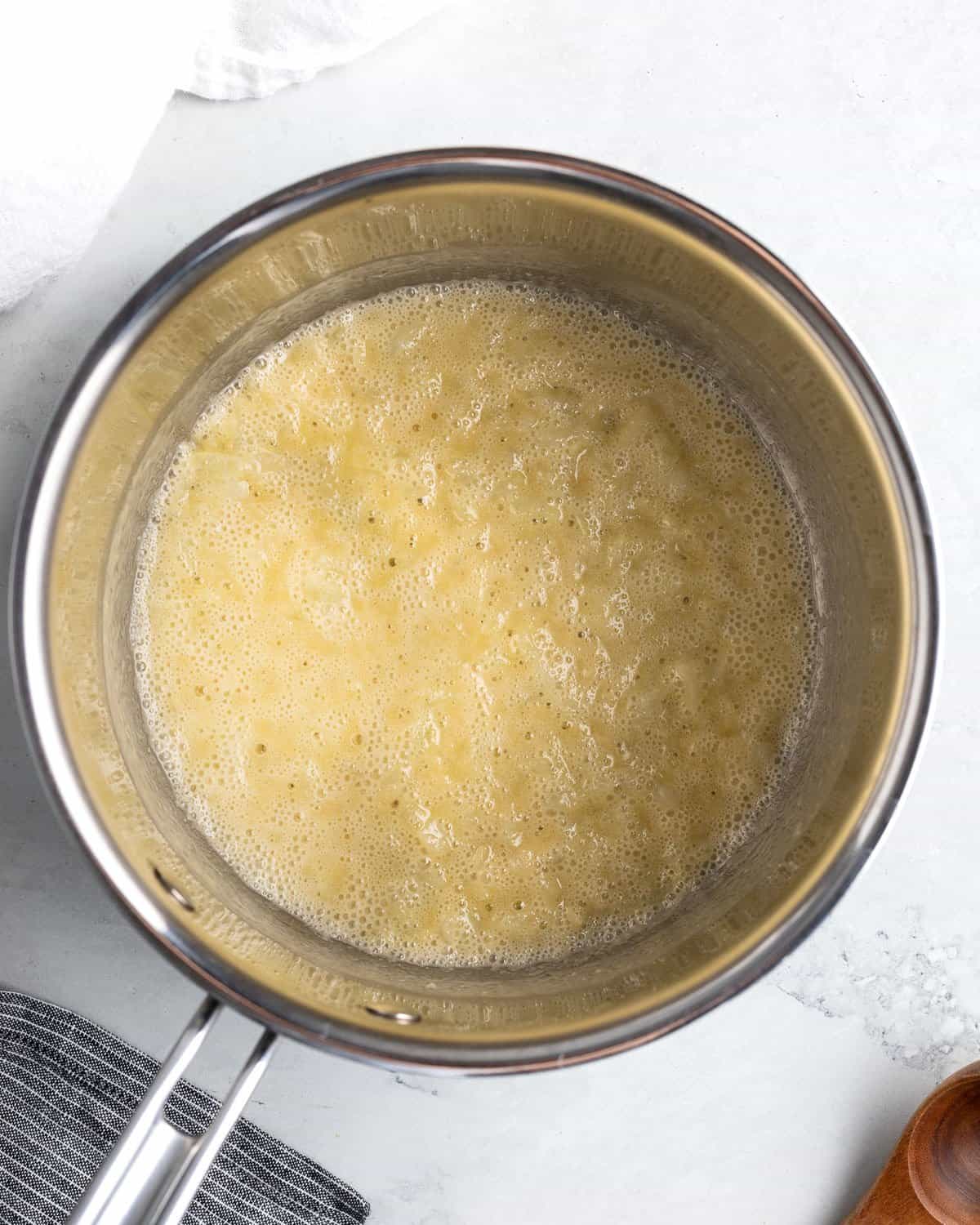 Flour added to the pan to create a thickened roux.