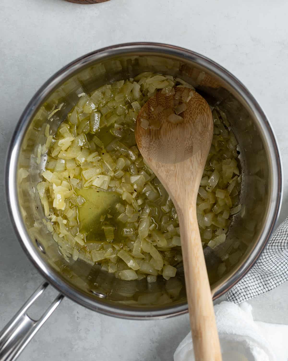 Onion and garlic sautéed in olive oil.