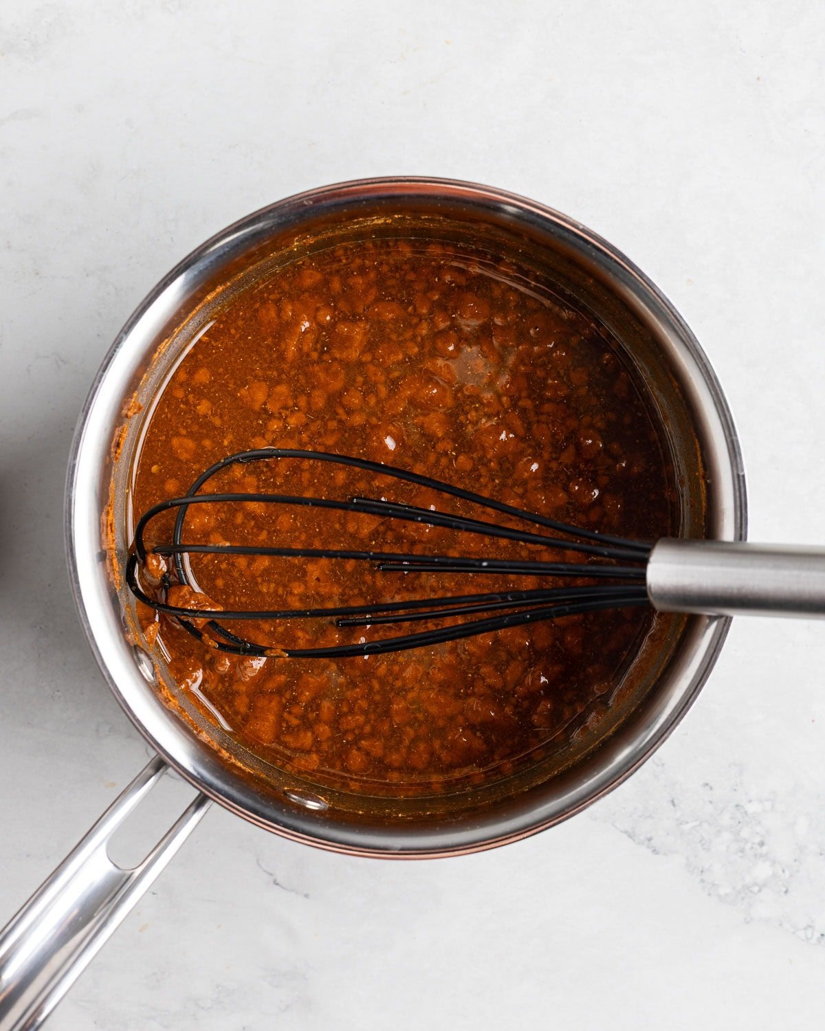 All liquid ingredients (except the extracts) added to the pan.