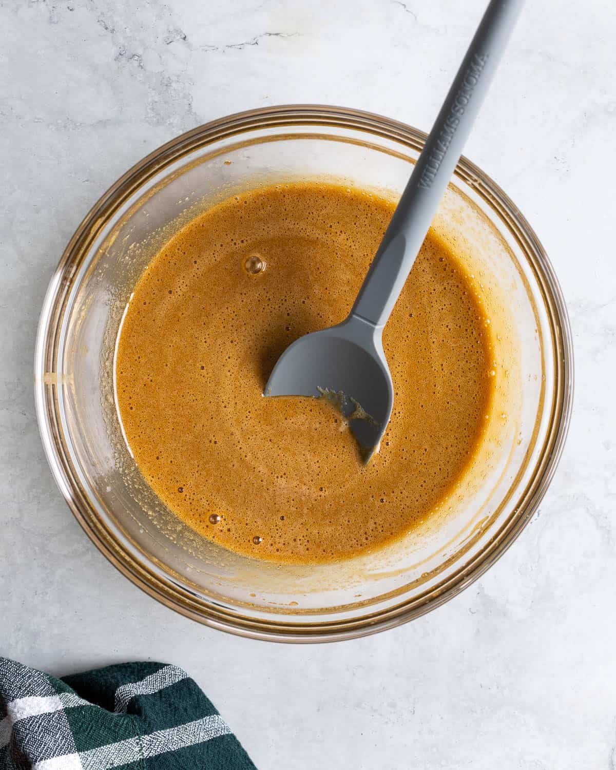 All wet ingredients mixed together in a bowl.