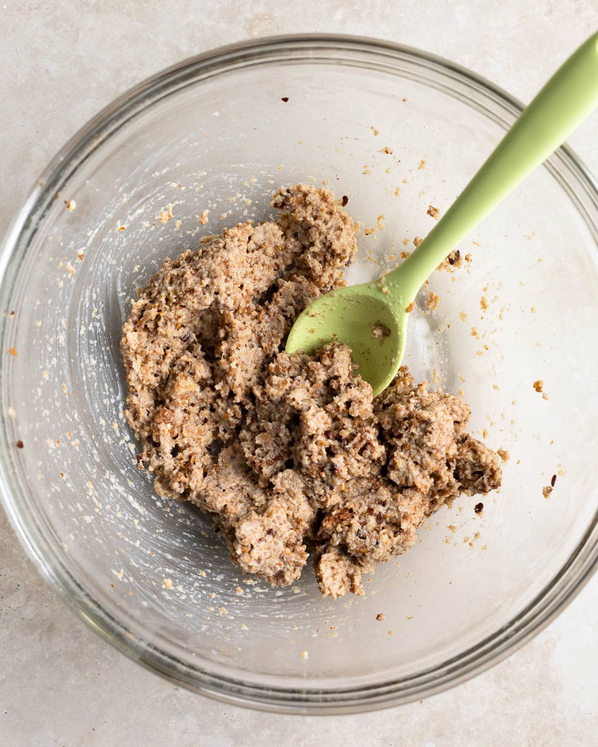 A panade in a glass mixing bowl.