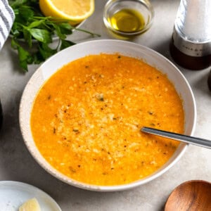 A bowl of pastina soup with egg (also known as Italian penicillin).
