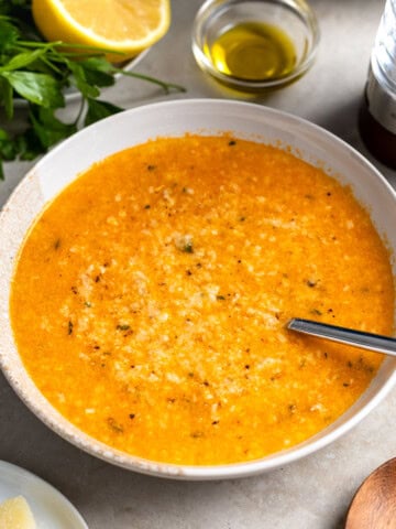 A bowl of pastina soup with egg (also known as Italian penicillin).