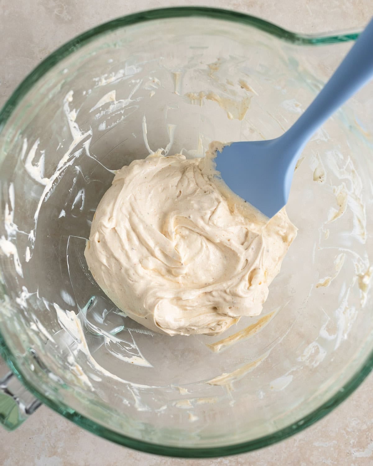 Crab dip in the process of being made.