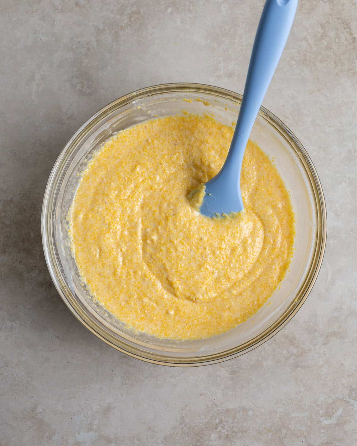 Extra milk stirred into the batter.