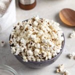 A medium bowl of cacio e pepe popcorn.