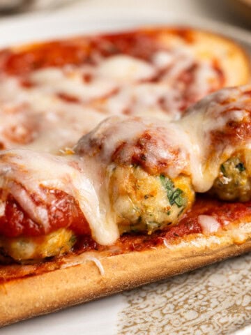Italian-style baked turkey meatballs on a meatball sub.