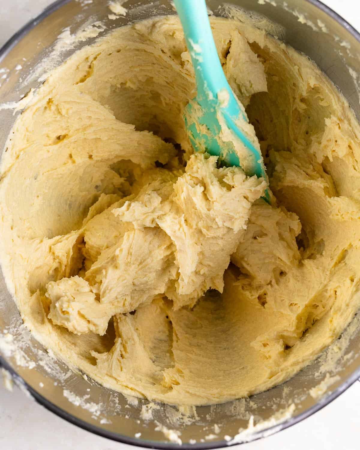 Egg yolks and almond extract mixed into the batter.